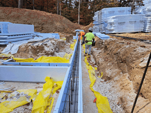 First course Polycrete ICF on footing